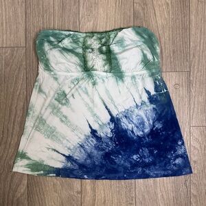 Lucky Brand Blue Green Tie Dye Strapless Swim Top M Mermaid Core